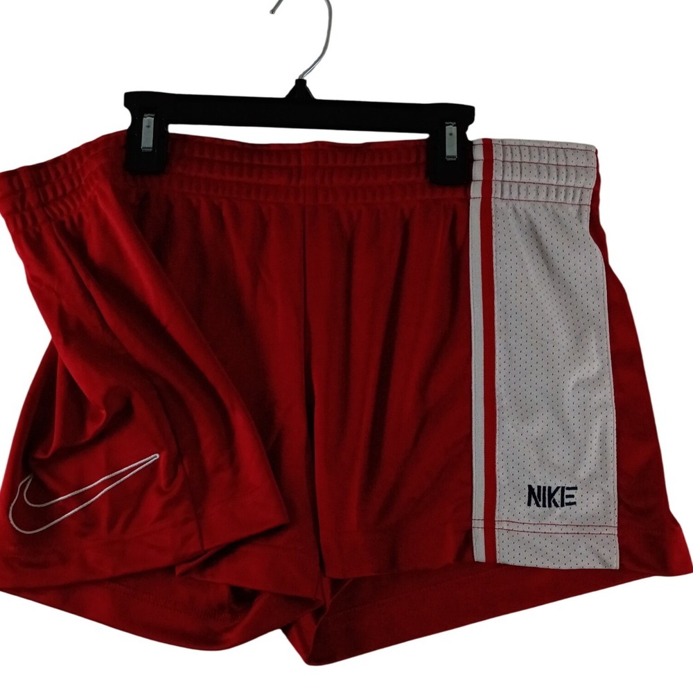 Nike Athletic Mesh Shorts Women XL 36"-38" Dark Red White Mesh Side‎ Panel Retro